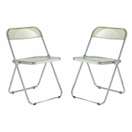 KD AMERICANA Lawrence Acrylic Folding Chair with Metal Frame, Amber, 2PK KD3026952